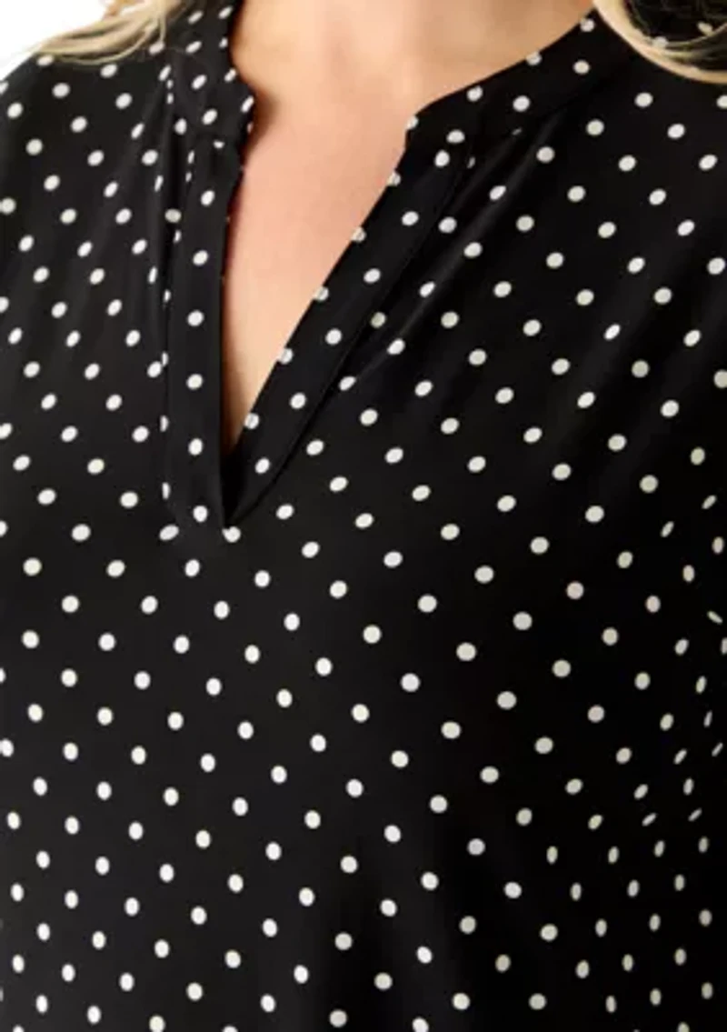 Plus Flutter Sleeve Split Neck Tunic Top