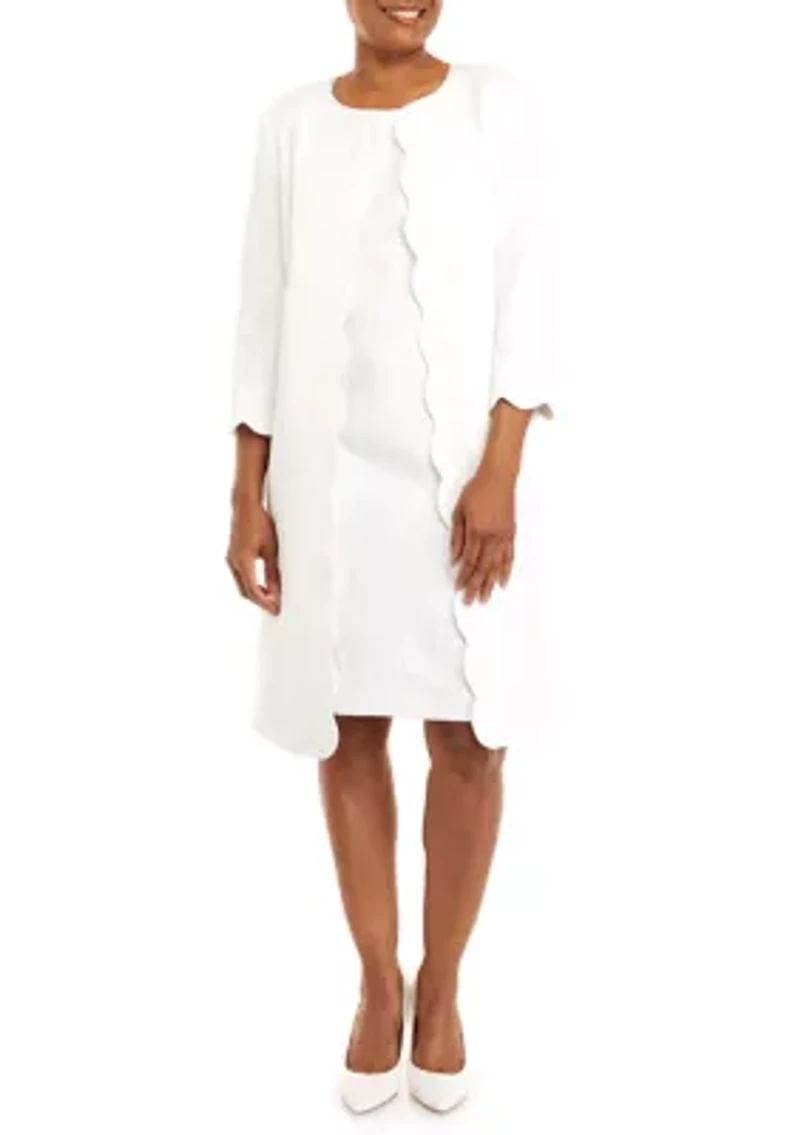 Petite Long Sleeve Scallop Edge Duster Jacket