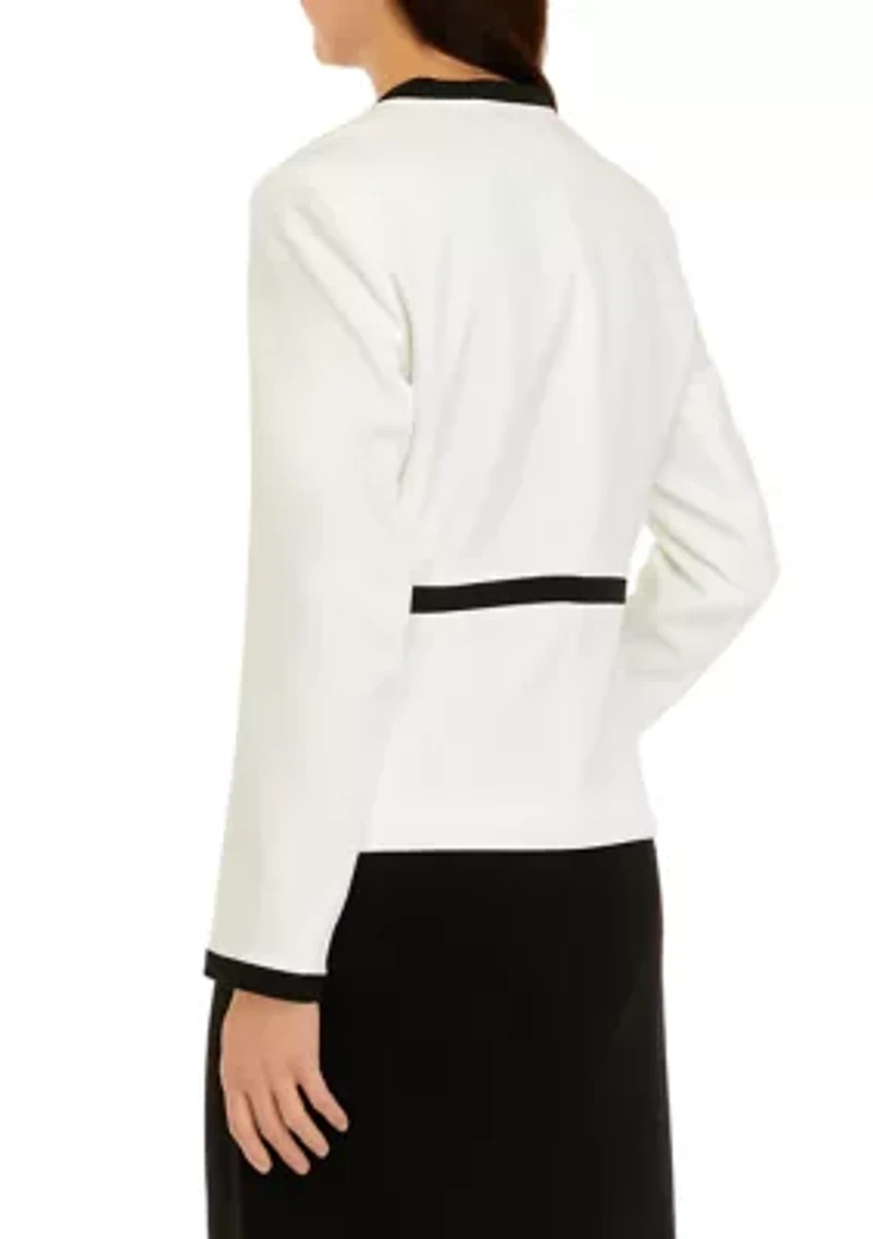 Petite Framed Stretch Crepe Cardigan