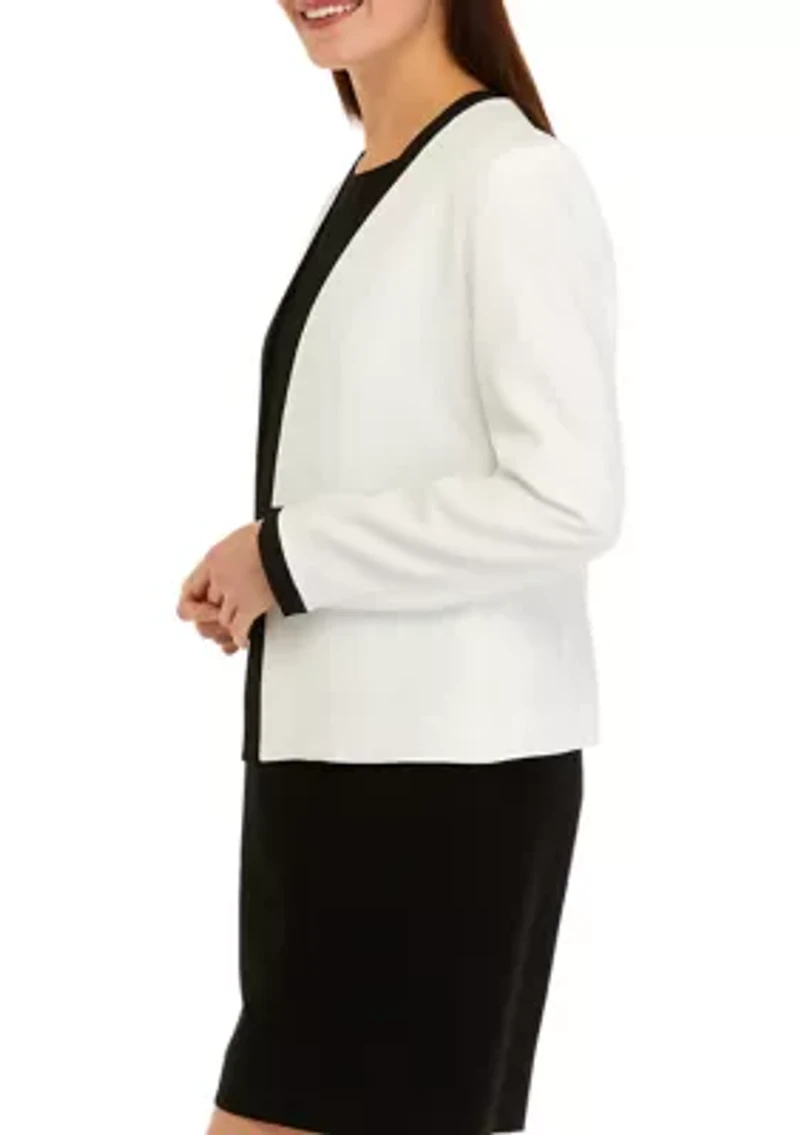 Petite Framed Stretch Crepe Cardigan