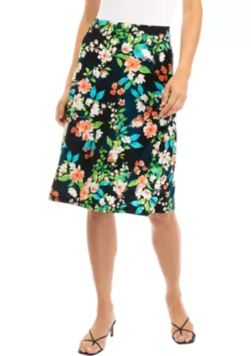 Petite Printed Midi Skirt
