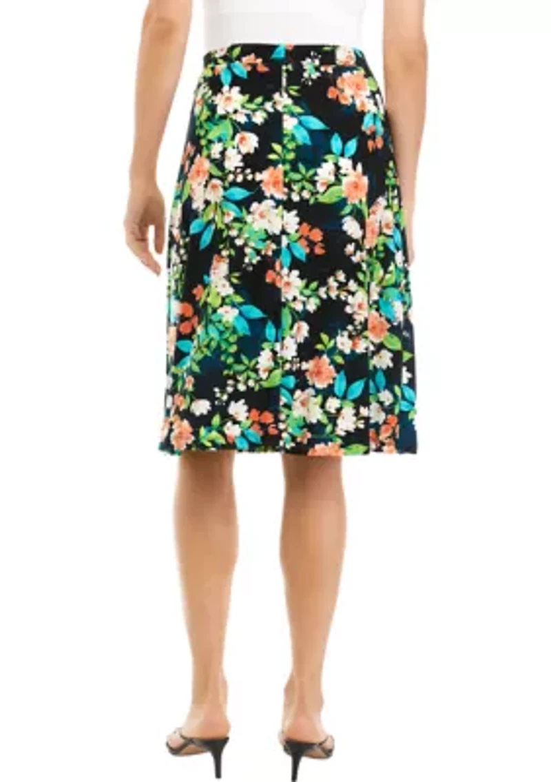 Petite Printed Midi Skirt