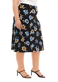 Plus Floral Printed Midi Skirt