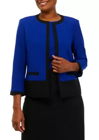Petite Royal Blue and Black Color Block Jacket