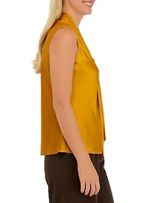 Petite Sleeveless Tie Front Blouse