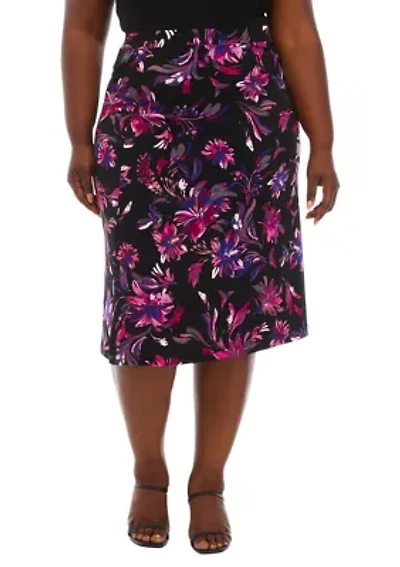 Plus Printed Midi Skirt