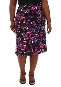 Plus Printed Midi Skirt