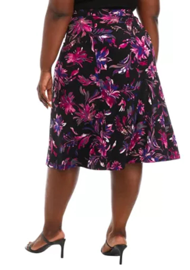 Plus Printed Midi Skirt