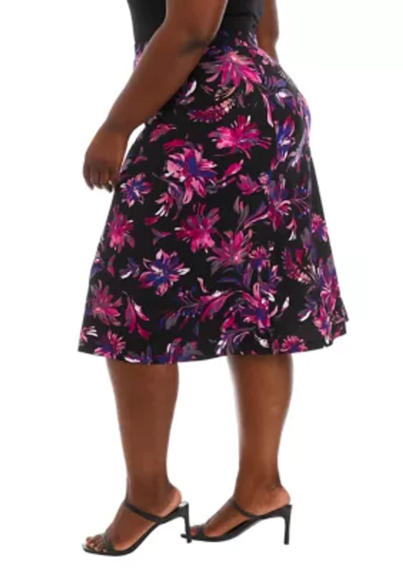 Plus Printed Midi Skirt