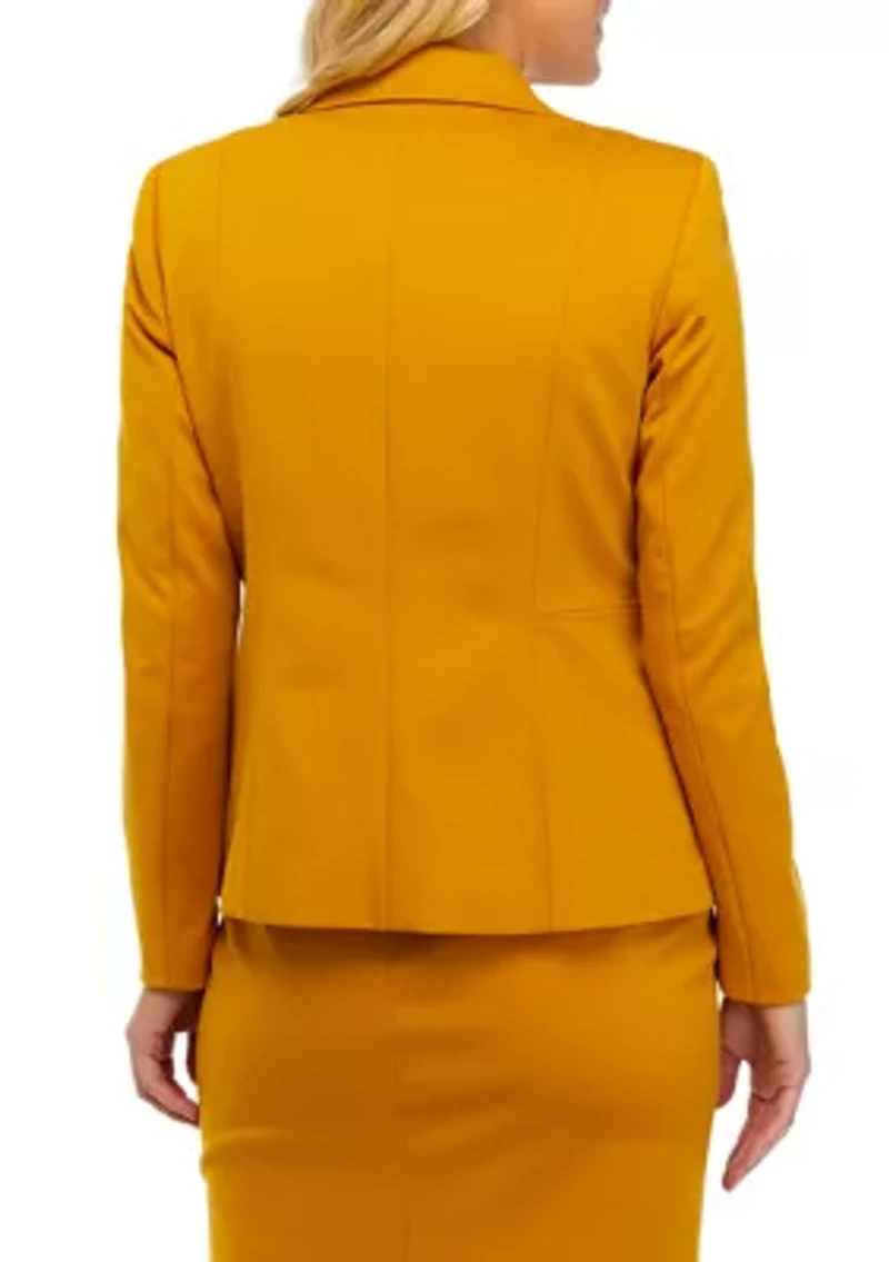 Women's Long Sleeve One Button Solid Ponte Jacket
