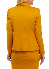 Women's Long Sleeve One Button Solid Ponte Jacket