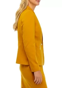 Women's Long Sleeve One Button Solid Ponte Jacket