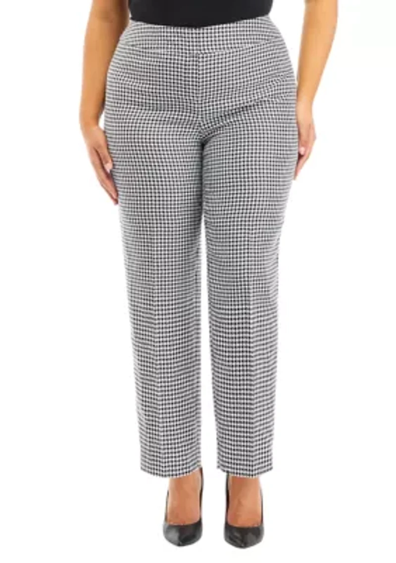 Plus Slim Houndstooth Pants