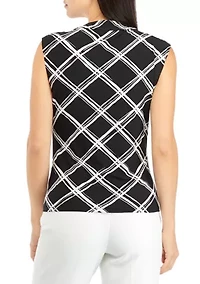 Petite Sleeveless Cowl Neck Printed Top