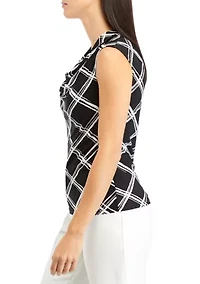 Petite Sleeveless Cowl Neck Printed Top