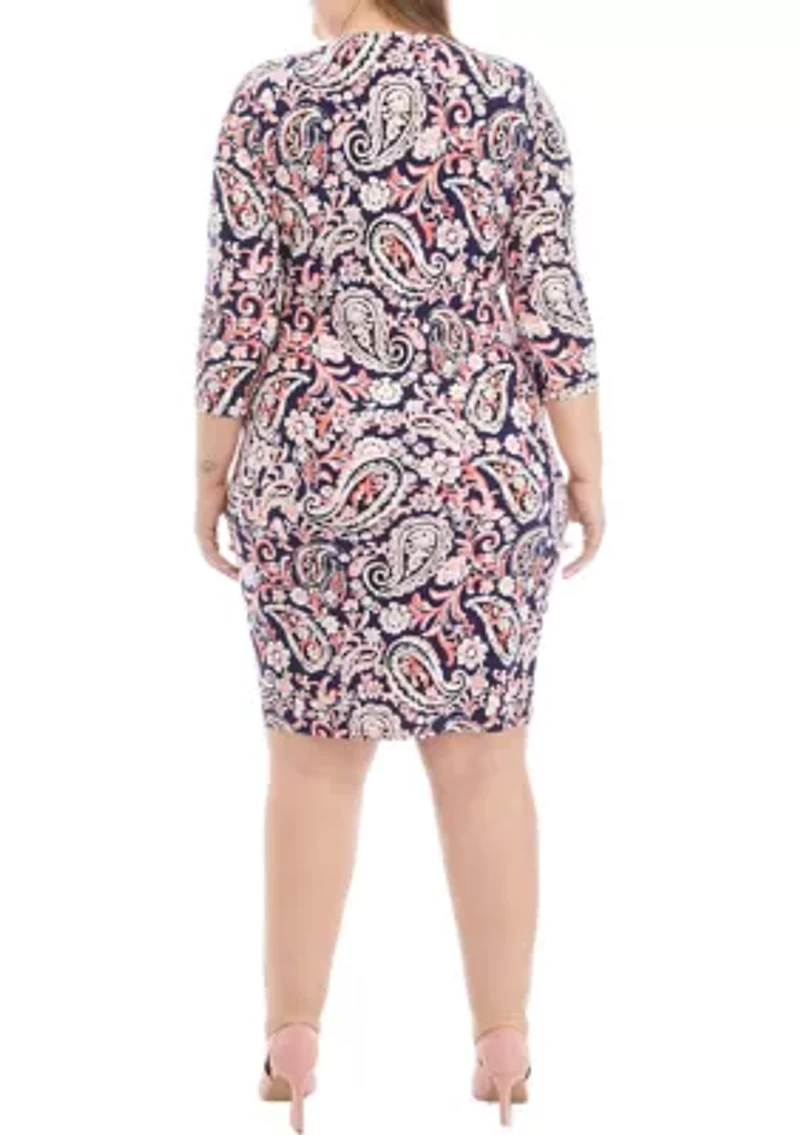 Plus Signature Printed Wrap Dress