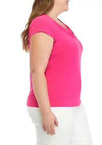 Plus Cap Sleeve Cowl Neck Top