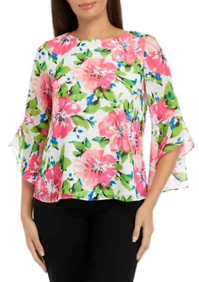 Petite Ruffle Sleeve Blouse