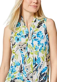 Petite Sleeveless Tie Front Blouse