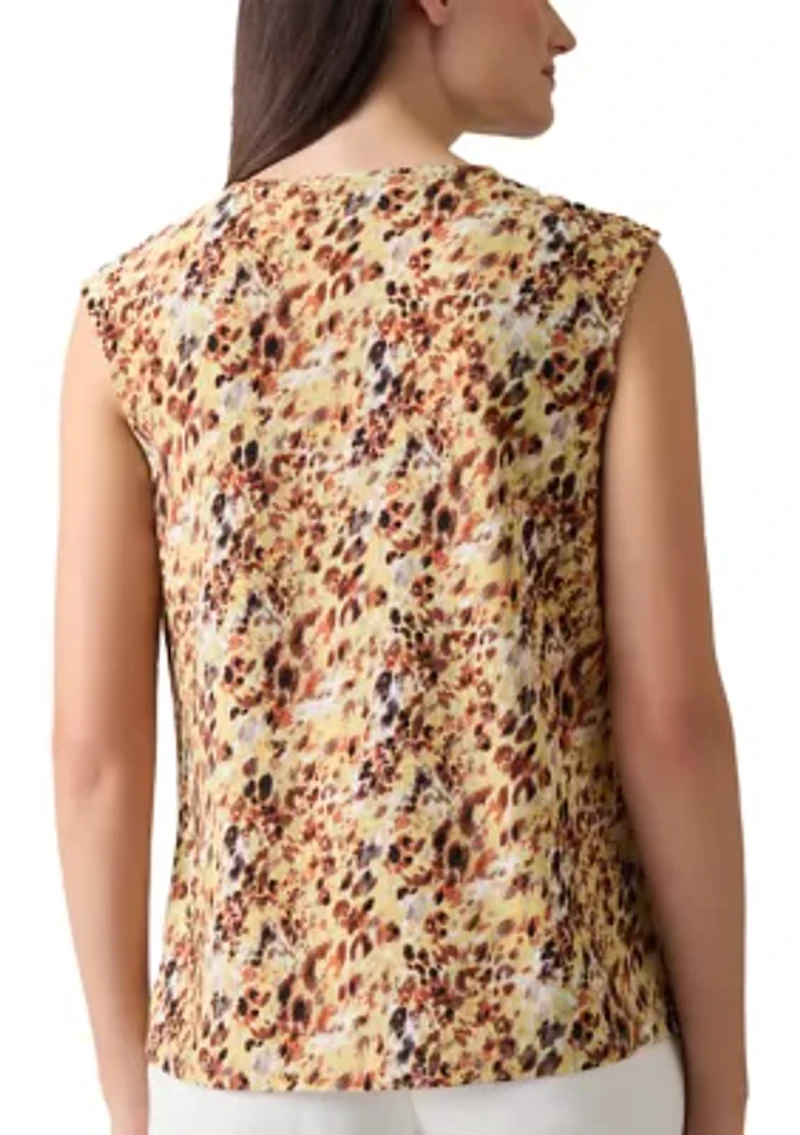 Petite Printed Keyhole Blouse