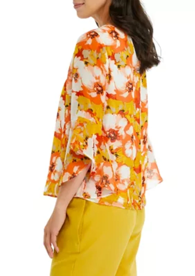 Women's Ruffle Floral Printed Blouse