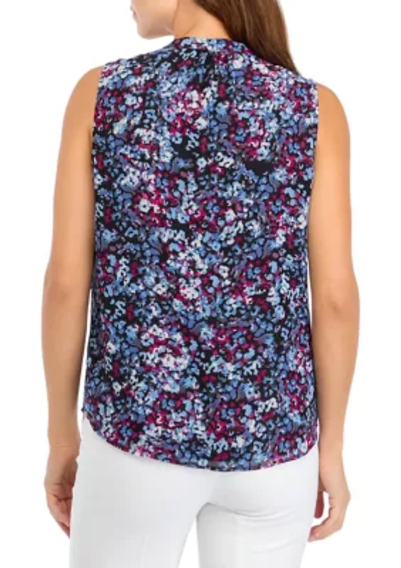 Women's Jewel Neck Sleeveless Keyhole Blouse