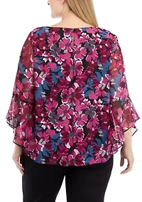 Plus Bell Sleeve Floral Blouse