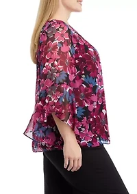 Plus Bell Sleeve Floral Blouse