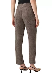 Petite Tweed Fly Front Slim Pants