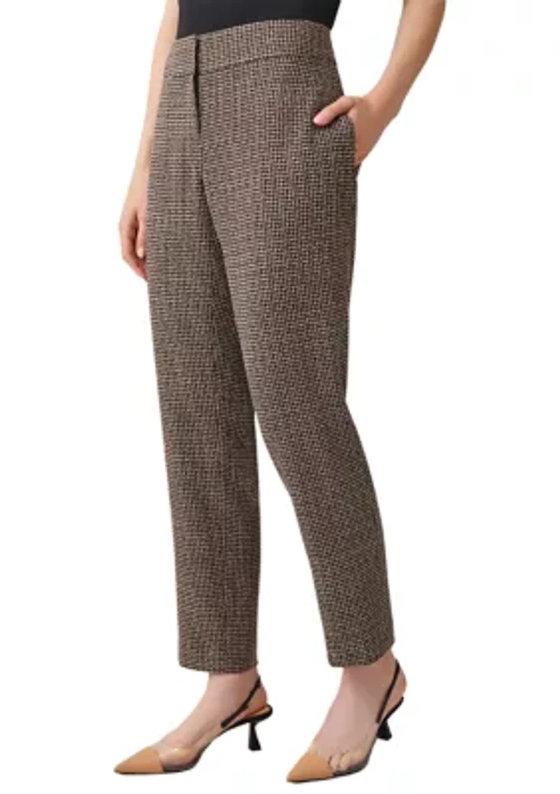 Petite Tweed Fly Front Slim Pants