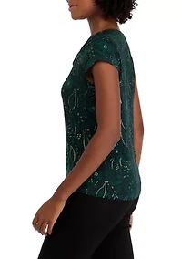 Petite Cap Sleeve Cowl Neck Top