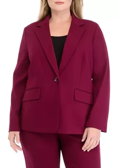 Plus One Button Notch Collar Jacket