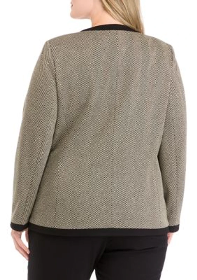 Plus Collarless Open Jacket