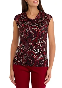 Petite Cowl Neck Cap Sleeve Knit Top