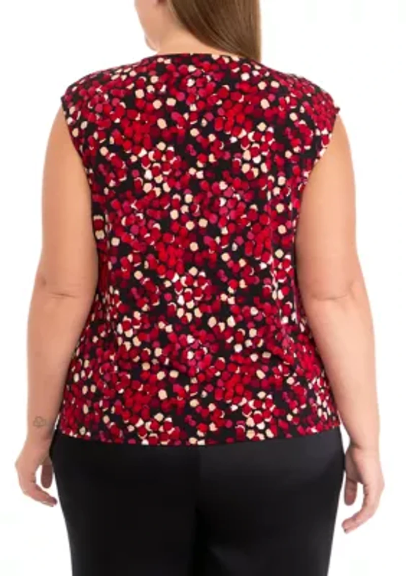 Plus Cap Sleeve Cowl Neck Blouse