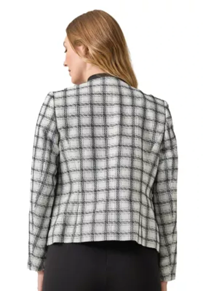 Women's Plaid Fringe Flap Pocket Jacket