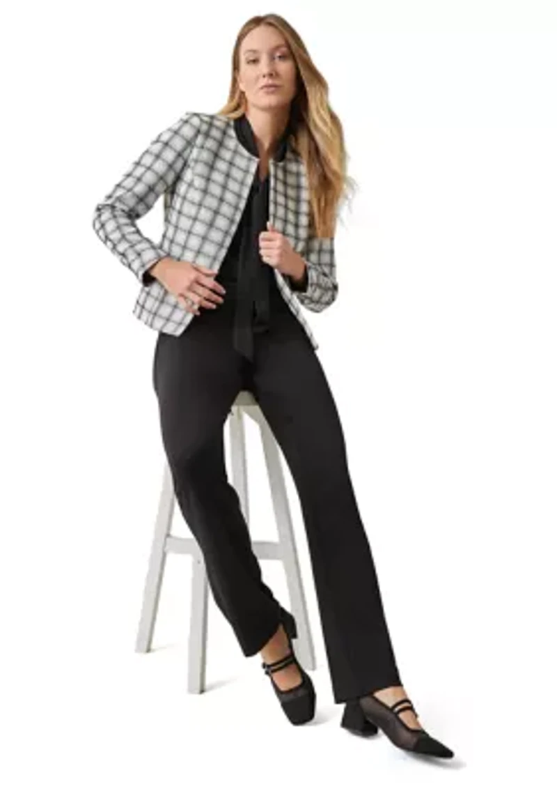 Women's Plaid Fringe Flap Pocket Jacket