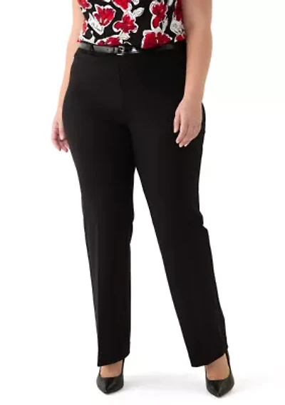 Plus High Rise Pull On Pants with Belt