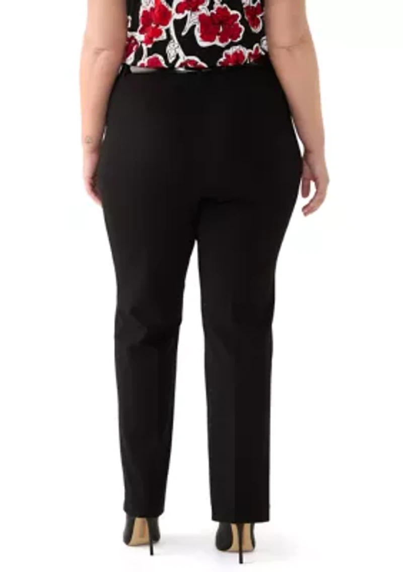 Plus High Rise Pull On Pants with Belt