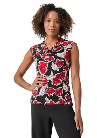 Petite Cowl Neck Cap Sleeve Knit Blouse