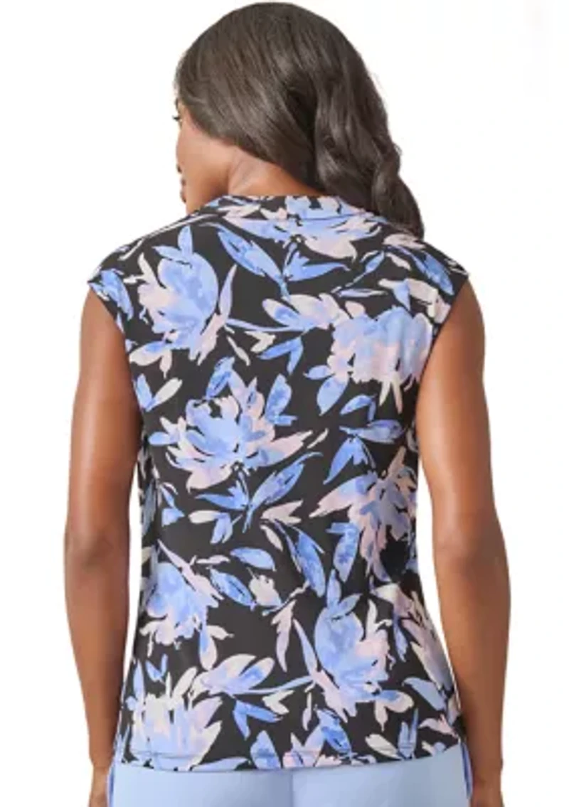 Petite Cowl Neck Cap Sleeve Top