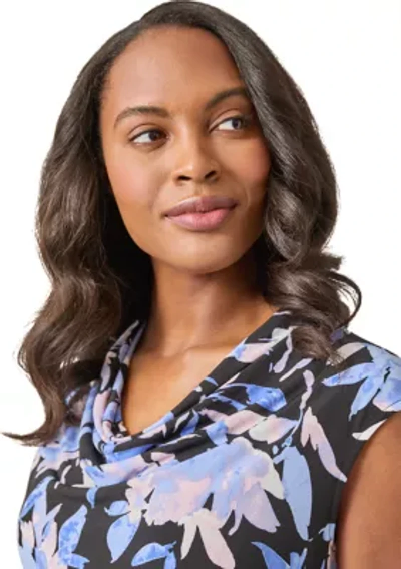 Petite Cowl Neck Cap Sleeve Top