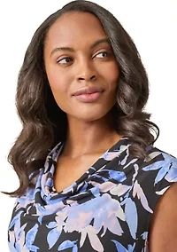 Petite Cowl Neck Cap Sleeve Top