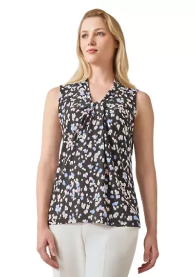 Women's Sleeveless Multi Print Knotted Top