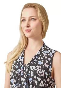 Women's Sleeveless Multi Print Knotted Top
