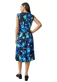 Women's Cowl Neck Seamed Flare Dress