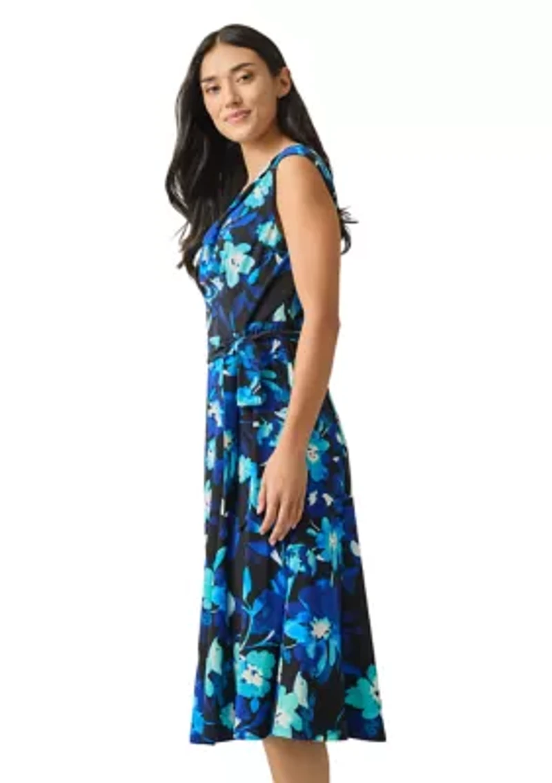 Women's Cowl Neck Seamed Flare Dress