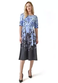 Petite Printed Fit and Flare Dress