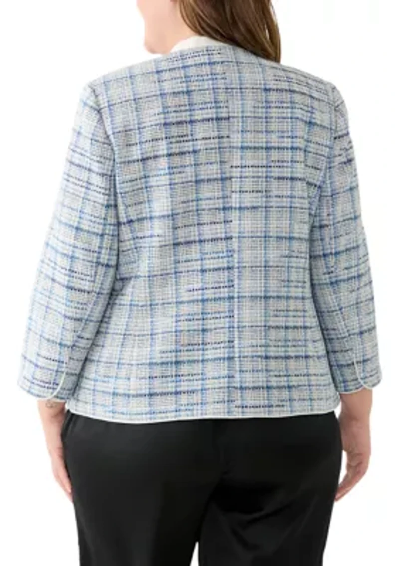Plus Open Front 3/4 Sleeve Jacket