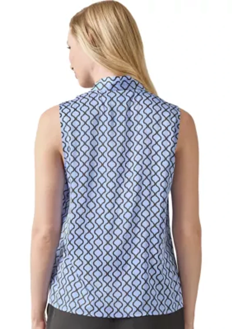 Women's Printed Tie Neck Blouse